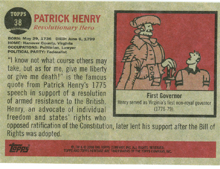 Topps Patrick Henry Trading Card